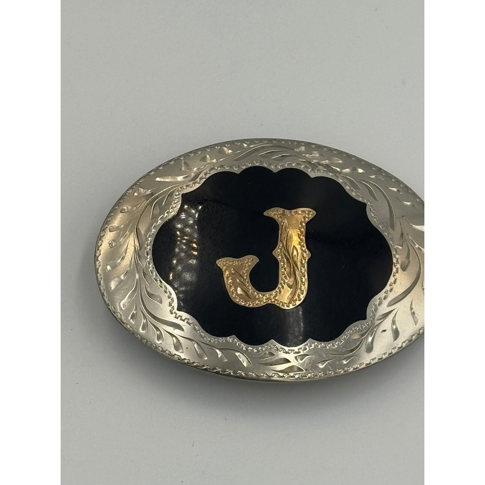Award Design Medal Silversmith Collection Western Belt Buckle Initial J Engraved